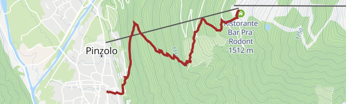 Route map: Tour from Prà Rodont to Pinzolo